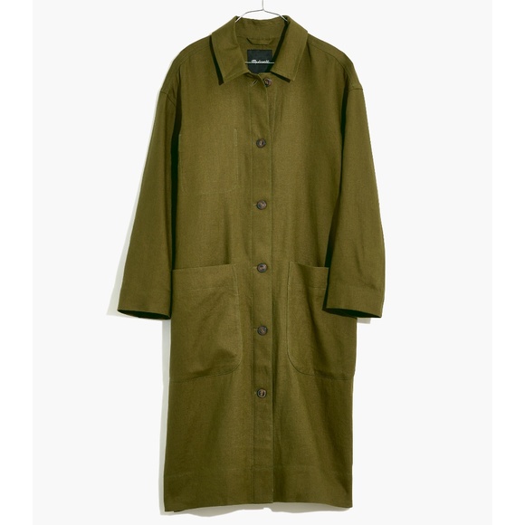 Madewell Jackets & Blazers - New MADEWELL Size XXS Linen Oversized Duster Coat in Olive Green